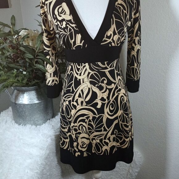 CHARLOTTE RUSSE BLACK & BEIGE DRESS SZ.L EUC - Picture 4 of 7